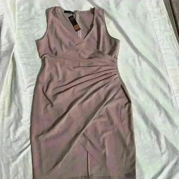 ihot Women’s V-neck sleeveless faux wrap ruched sheath cocktail dress - Picture 9 of 9